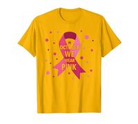 En Octubre usamos Mujeres de concientización sobre el cáncer de Mama Rosa Camiseta, Hombre, Dorado Brillante, M