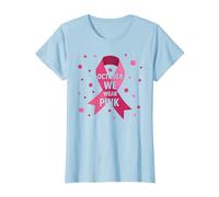 En Octubre usamos Mujeres de concientización sobre el cáncer de Mama Rosa Camiseta, Mujer, Azul Bebé, L