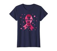En Octubre usamos Mujeres de concientización sobre el cáncer de Mama Rosa Camiseta, Mujer, Azul Marino, XL