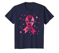 En Octubre usamos Mujeres de concientización sobre el cáncer de Mama Rosa Camiseta, Niños, Azul Marino, 6 años