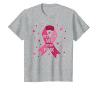 En Octubre usamos Mujeres de concientización sobre el cáncer de Mama Rosa Camiseta, Niños, Gris Jaspeado, 12 años