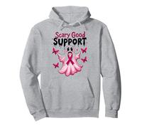 En Octubre usamos Pink Ghost - Scary Good Support Sudadera con Capucha, Unisex para Adultos, Gris Jaspeado, XL