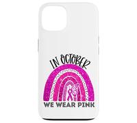 En Octubre, Use Pink Breast Cancer Awareness Month Rainbow Carcasa para iPhone 13