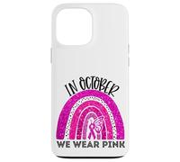 En Octubre, Use Pink Breast Cancer Awareness Month Rainbow Carcasa para iPhone 13 Pro MAX