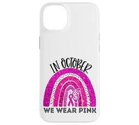 En Octubre, Use Pink Breast Cancer Awareness Month Rainbow Carcasa para iPhone 14 Plus