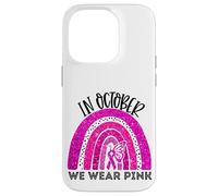 En Octubre, Use Pink Breast Cancer Awareness Month Rainbow Carcasa para iPhone 14 Pro