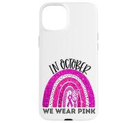 En Octubre, Use Pink Breast Cancer Awareness Month Rainbow Carcasa para iPhone 15 Plus