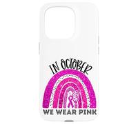 En Octubre, Use Pink Breast Cancer Awareness Month Rainbow Carcasa para iPhone 15 Pro