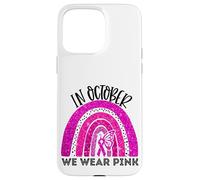 En Octubre, Use Pink Breast Cancer Awareness Month Rainbow Carcasa para iPhone 15 Pro MAX