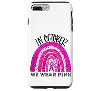 En Octubre, Use Pink Breast Cancer Awareness Month Rainbow Carcasa para iPhone 7 Plus/8 Plus