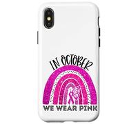 En Octubre, Use Pink Breast Cancer Awareness Month Rainbow Carcasa para iPhone X/XS