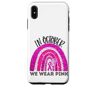 En Octubre, Use Pink Breast Cancer Awareness Month Rainbow Carcasa para iPhone XS MAX