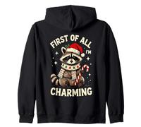 En Primer Lugar, diseño navideño de Mapache con la Imagen «Soy Encantador» Sudadera con Capucha