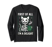 En Primer Lugar, I'm A Delight Cat Halloween Coffee Spooky Manga Larga