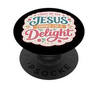 En Primer Lugar, Jesús Piensa Que Soy una Delicia Mujer Cristiana niña PopSockets PopGrip Adhesivo