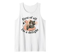 En primer lugar, soy un mapache divertido deleite en un flotador Camiseta sin Mangas