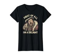 En Primer Lugar, Soy una Delicia Enrique VIII Rey de Inglaterra Divertido Camiseta gráfica económica, Mujer, Negro, M