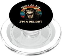 En Primer Lugar, Soy una Delicia, Mono Vintage, Divertido chimpancé de Humor PopSockets PopGrip para MagSafe