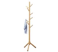 En Profundidad De Madera-Color De Madera, Soporte De Abrigo Independiente Con 8 Ganchos, Árboles De Ropa Estables, Gancho De Sombrero | Accesorio De Salón En El Dormitorio P