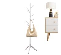 En Profundidad De Madera-Color De Madera, Soporte De Abrigo Independiente Con 8 Ganchos, Árboles De Ropa Estables, Gancho De Sombrero | Accesorio De Salón En El Dormitorio P