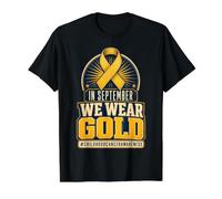 en septiembre usamos Gold Tipografía de cáncer Infantil Camiseta gráfica económica, Hombre, Negro, XL