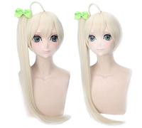 En soledad donde estamos menos solos Kasugano Sora Cosplay pelucas para mujeres 80 cm de largo recto beige beige Clip de garra cola de caballo