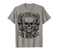 En un Caballo de Acero I Ride Motocicleta cráneo Motocicleta Motociclista Camiseta