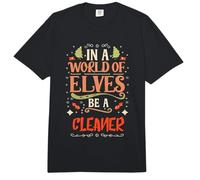 En un Mundo de Elfos sé un Limpiador de Navidad más Limpio Dicho Comfort Colors Adult Heavyweight T-Shirt