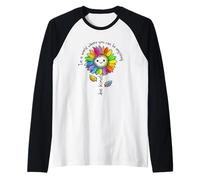 En un Mundo Donde Seas Cualquier Cosa, sé Amable, Garabato de Girasol Camiseta Manga Raglan