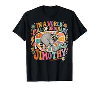 En un Mundo Lleno de Ordinario sé Jimothy Raccoon Groovy Retro Camiseta