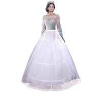 Enagua para Vestidos Falda 2 Aros 1 Capa Enaguas Enteras para Largo Miriñaque Crinolina Vestido Novia Boda 2 Hoops 1 Layer Petticoat Skirt Underskirt Cancan Enagua cancán Ajustable Aros(Blanco,36)