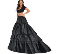 Enaguas Cortas para Mujer, Largo Cola Aros Enagua Crinolina, Faldas Underskirt Cancán Boda Enagua, Vestido de Novia, Vestido de Graduación, Carnaval, Vestido Fancy, Long Tail Petticoat(Negro,40)