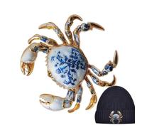 Enamel Crab Brooch Crabs Jewelry Chinese Blue and White Crabb Unisex Pin