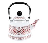 Enamel Tea Boiler - Nostalgic 2.5L Vintage Pot, Colorful Retro Water Heater with Ergonomic Grip & Whistling Feature for Picnic Gatherings, Camping Trips, Garden Lounging and Lawn Tea Parties