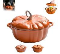 Enameled Cast Iron Dutch Oven, Enameled Cast Iron Pumpkin Dutch Ovens, Serves 3-5, Halloween and Thanksgiving Decorative Gifts, Nonstick Pumpkin Dutch Oven with Lid, Soup Pot (Orange,B7.9in)