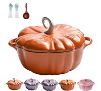 Enameled Cast Iron Dutch Oven, Pumpkin dutch oven, Pumpkin Dutch Oven with Lid Covered Stockpot, Double Handle, 4-Quart Non-Stick, Safe for All Stovetops, Thanksgiving Decor (Orange B,7.9in)