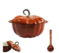 Enameled Cast Iron Dutch Oven,Pumpkin Dutch Oven with Lid,4-Quart Cookware Set,Serves 3-5,Halloween and Thanksgiving Decor Gift,for Braising, Stews, Roasting (Orange,20CM)