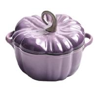 Enameled Cast Iron Pumpkin Dutch Oven with Lid, 4-Quart Pot for Stews, Soups, Roasting & Baking,Serves 3-5,Halloween & Thanksgiving Gift for Culinary Lovers (Purple1,7.9in)