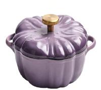 Enameled Cast Iron Pumpkin Dutch Oven with Lid, 4-Quart Pot for Stews, Soups, Roasting & Baking,Serves 3-5,Halloween & Thanksgiving Gift for Culinary Lovers (Purple2,6.3in)
