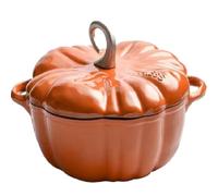 Enameled Cast Iron Pumpkin Dutch Oven with Lid, 4-Quart Pot for Stews, Soups, Roasting & Baking,Serves 3-5,Halloween & Thanksgiving Gift for Culinary Lovers (Orange,6.3in)