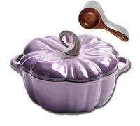Enameled Cast Iron Pumpkin Dutch Ovens,Pumpkin Dutch Oven Pot with Lid,4-Quart Non-Stick,Safe for All Stovetops,Fall Thanksgiving Decor (Purple,S)