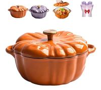 Enameled Cast Iron Pumpkin Dutch Ovens with Lid, 6.3/7.87'' Pumpkin Dutch Oven, Double Handle Design, Oven and Stovetop for Cooking Stews Soup, Halloween & Thanksgiving Decor Gift (Orange 6.2'')