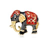 enameled Red Black Elephant brooches zialloy Animal Pin Jewelry Ladies Elegant Brooch Made in China