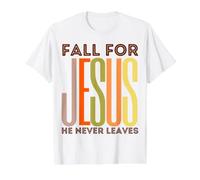 Enamorarse de Jesús Él Nunca Deja la fe Cristiana Amor Agradecido Camiseta gráfica económica, Hombre, Blanco, XL