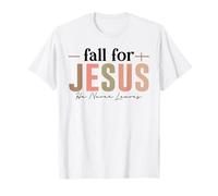 Enamorarse de Jesús Él Nunca Deja la fe otoñal Camiseta
