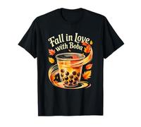 Enamórate de Boba Autumn Bubble Tea Aesthetic Foodie Camiseta