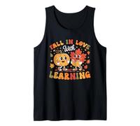 Enamórate del aprendizaje retro de calabaza profesor otoño Camiseta sin Mangas