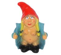 Enano de Jardín Desnuda Mujer Gnoma 30CM Im Azules Abrigo Divertida Zwergin