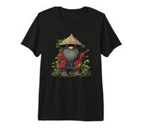 Enano de jardín Ninja con Espada y Sombrero de Paja Camiseta Premium