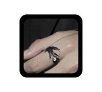 Enautoabs Anillo abierto vintage con alas de ángel, anillo de plumas negras, anillo punk, alas de plumas, anillos de alas de ángel, anillos de alas de ángel, joyería de Halloween para mujer, Zinc